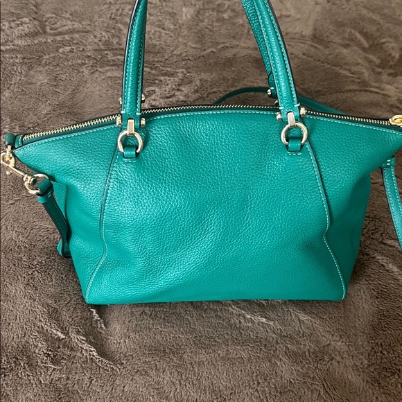 Coach Praire Satchel in Pebbled Leather Jade Green crossbody - Picture 3 of 16
